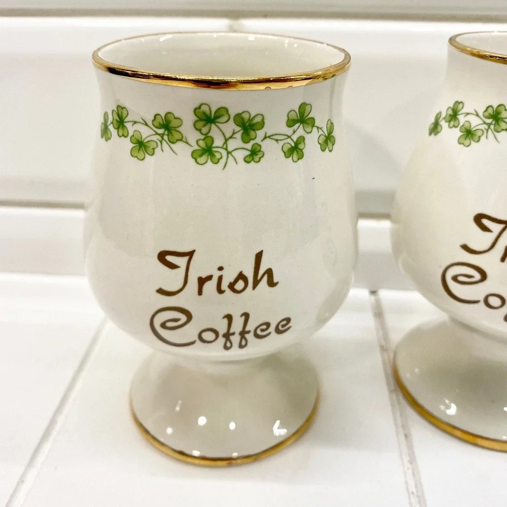 Vintage Carrigcraft Ceramic Irish Coffee Cup, Shamrock St Patrick's Day‎ Decor